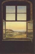 johann christian Claussen Dahl View through a Window to the Chateau of Pillnitz (mk09) oil painting artist